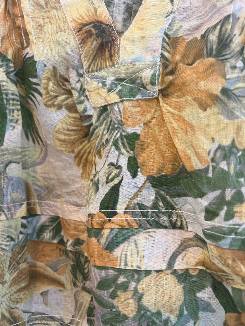 Anthropologie Brown Floral Tie-Front Blouse